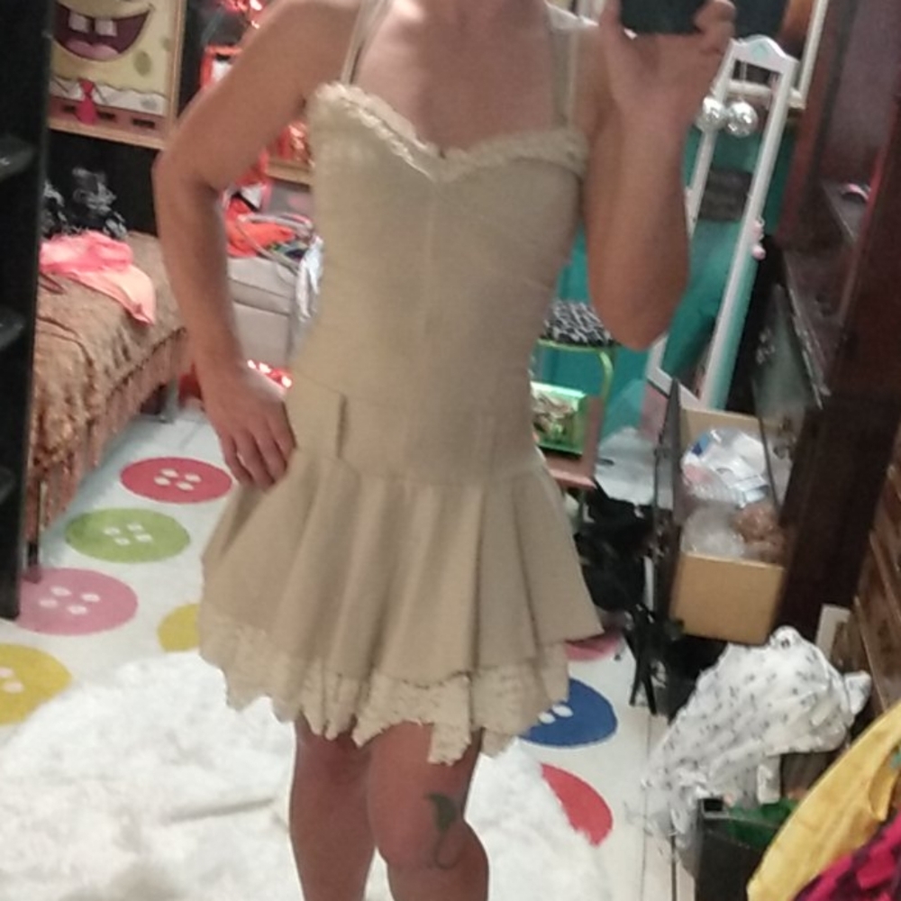 Kitty Bustier Front Zip ruffle Lace Skater Dress